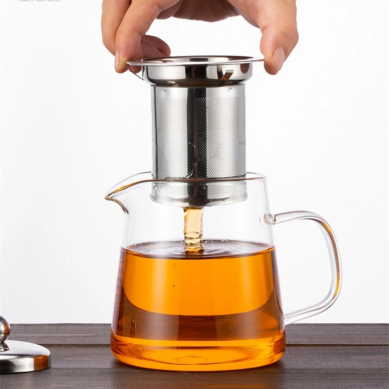 Arshen 750/950ml Filterable Heat-resistant Glass Teapot With 304 Stainless Steel filter Can Heated on Fire Clear Glass Teapot