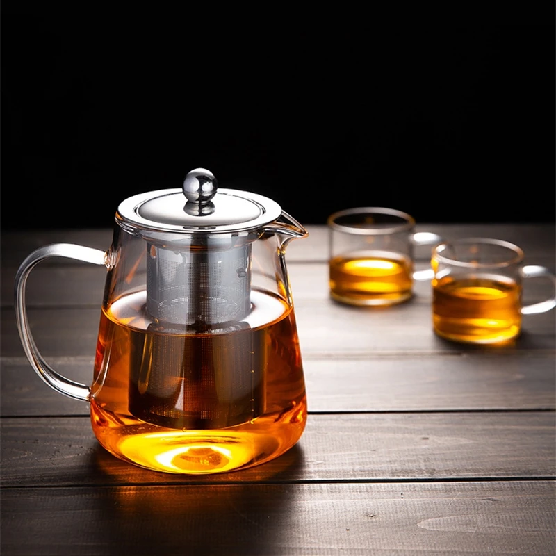 Arshen 750/950ml Filterable Heat-resistant Glass Teapot With 304 Stainless Steel filter Can Heated on Fire Clear Glass Teapot