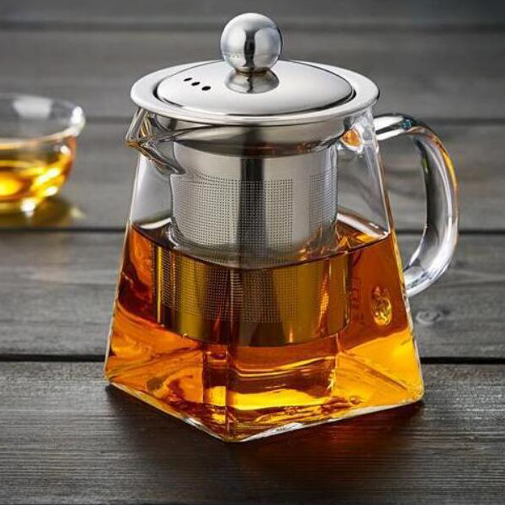Heat Resistant With Stainless Steel Infuser Clear Kettle 550/750/950ML Glass Teapot Household Teaware Tea Infuser