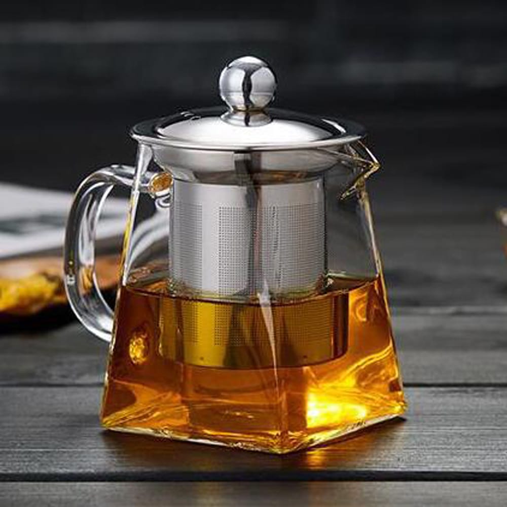 Heat Resistant With Stainless Steel Infuser Clear Kettle 550/750/950ML Glass Teapot Household Teaware Tea Infuser