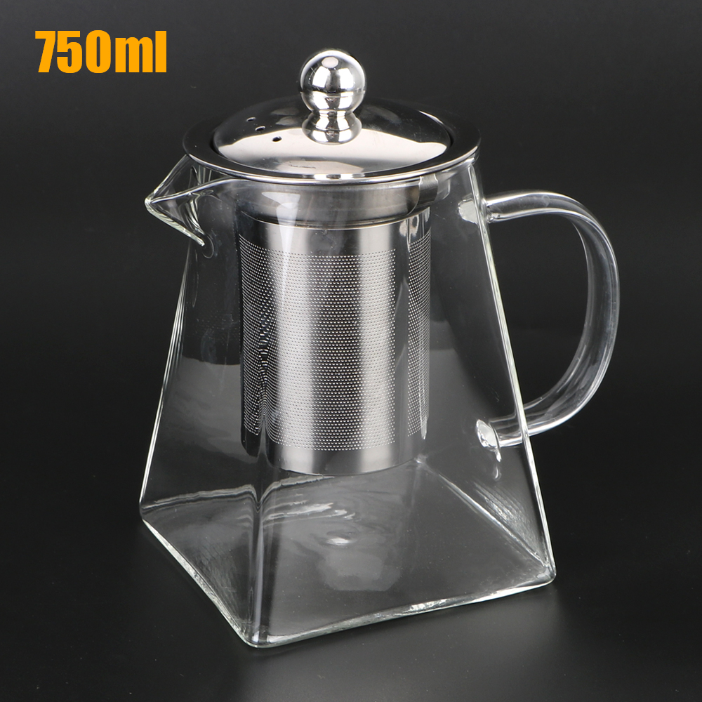 Heat Resistant With Stainless Steel Infuser Clear Kettle 550/750/950ML Glass Teapot Household Teaware Tea Infuser