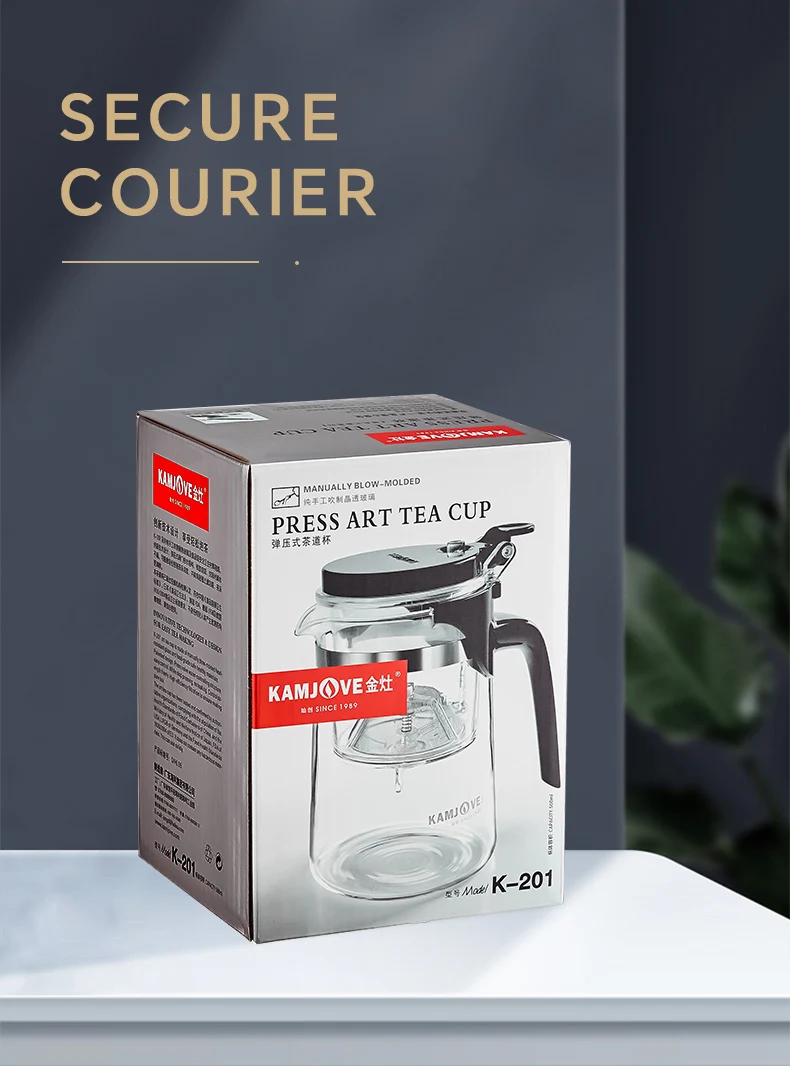 KAMJOVE Teapot Infuser Glass Tea Set One-button Filtering Tea Separation Kettle Tea Coffee Maker Press AUTO-OPEN Art Tea Cup