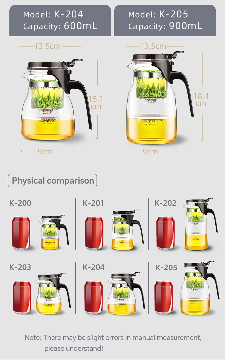 KAMJOVE Teapot Infuser Glass Tea Set One-button Filtering Tea Separation Kettle Tea Coffee Maker Press AUTO-OPEN Art Tea Cup