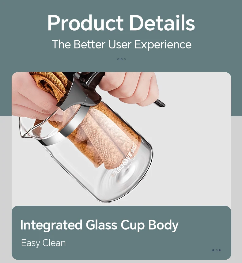 KAMJOVE Teapot Infuser Glass Tea Set One-button Filtering Tea Separation Kettle Tea Coffee Maker Press AUTO-OPEN Art Tea Cup