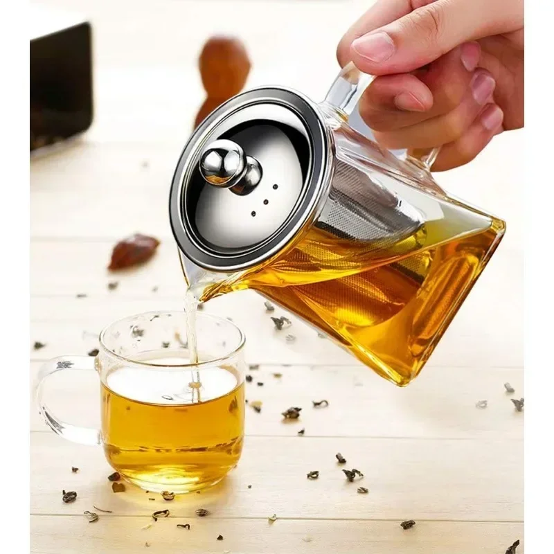 550/750/950ML Tea Infusers Stainless Steel Infuser Bottle Heat Resistant Glass Teapot Household Teaware Tea Infuser Clear Kettle