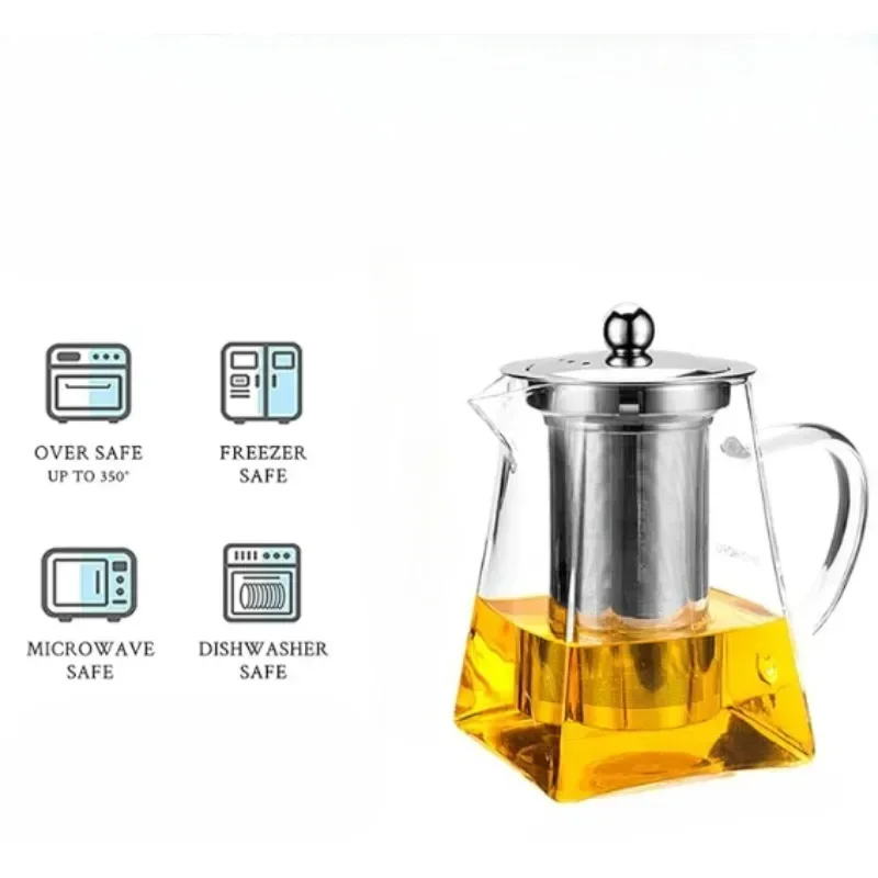 550/750/950ML Tea Infusers Stainless Steel Infuser Bottle Heat Resistant Glass Teapot Household Teaware Tea Infuser Clear Kettle