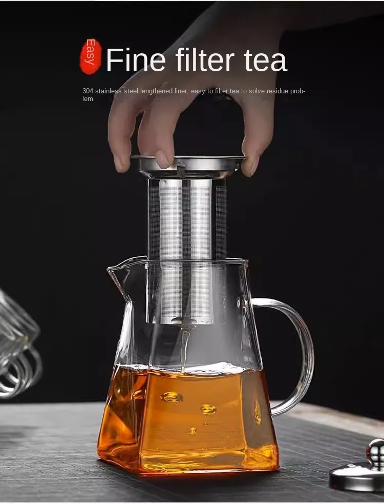 Glass Teapot Household Teaware Tea 550/750/950ML With Stainless Steel Infuser Heat Resistant Infuser Clear Kettle