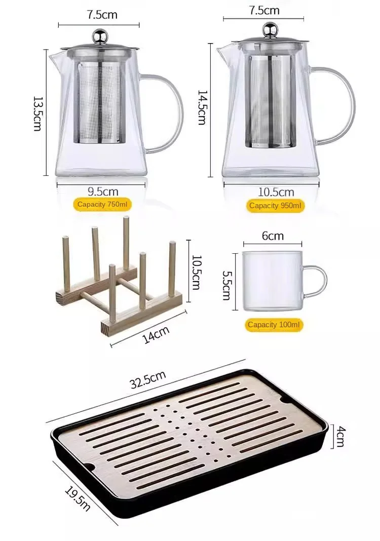 Glass Teapot Household Teaware Tea 550/750/950ML With Stainless Steel Infuser Heat Resistant Infuser Clear Kettle