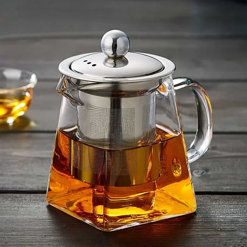 Heat Resistant Glass Teapot With Stainless