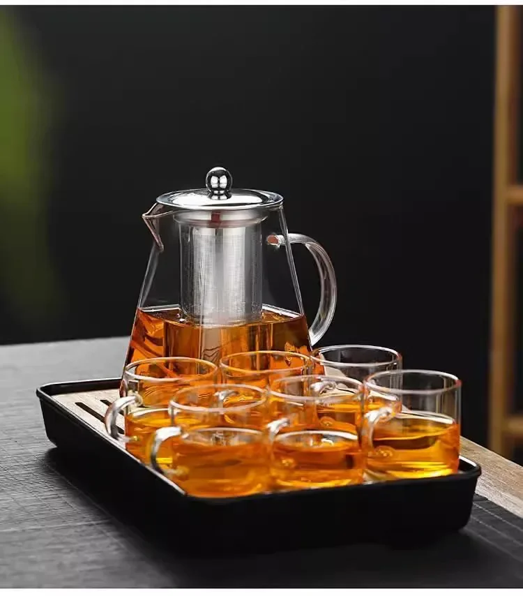 Heat Resistant High BorosilicateGlass Teapot with Stainless Steel Tea Strainer Household for Tea Summer Winter Drinkware