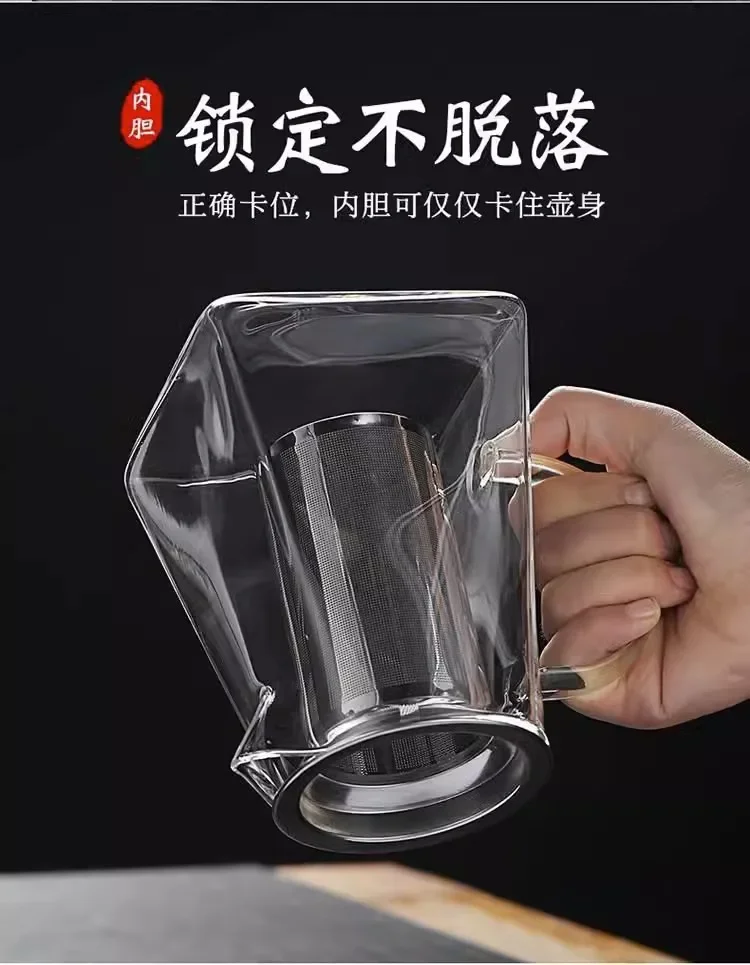 Heat Resistant High BorosilicateGlass Teapot with Stainless Steel Tea Strainer Household for Tea Summer Winter Drinkware