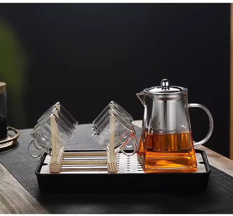 Heat Resistant High BorosilicateGlass Teapot with Stainless Steel Tea Strainer Household for Tea Summer Winter Drinkware