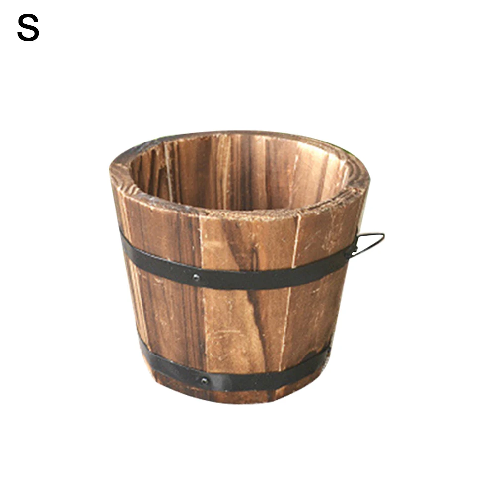 Imitation Wooden Barrel Plastic Flower Pot Imitated Wood Planting Barrel gardens terraces and imitation wooden barrel designs