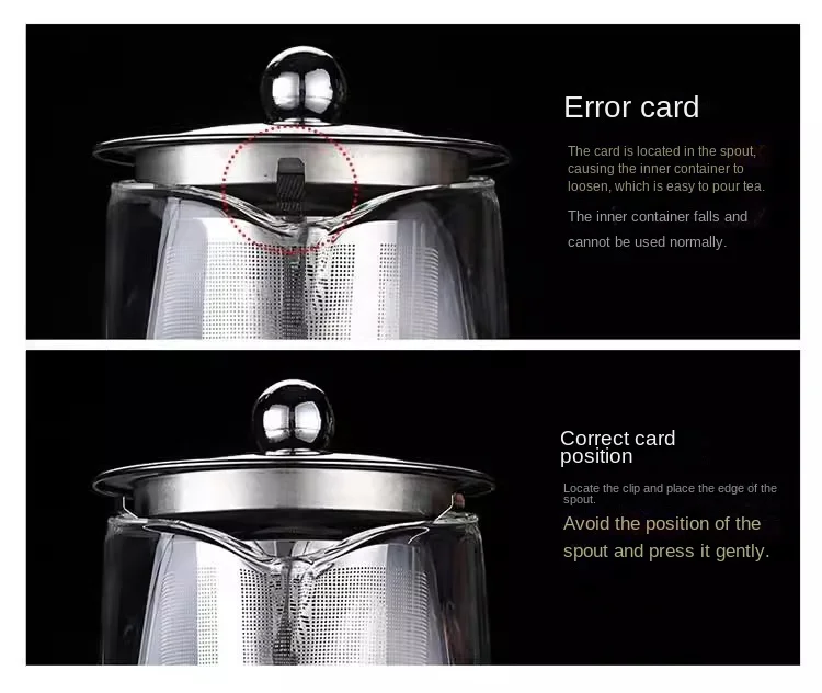 Teapot Glass Household Teapot Stainless Steel Filter Tea Divider Tool Kungfu Tea Set Tianyuan Place Teapot High Borosilicate