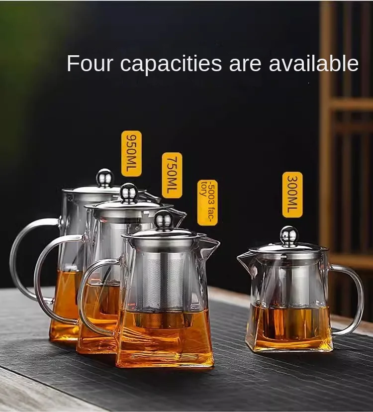 Teapot Glass Household Teapot Stainless Steel Filter Tea Divider Tool Kungfu Tea Set Tianyuan Place Teapot High Borosilicate