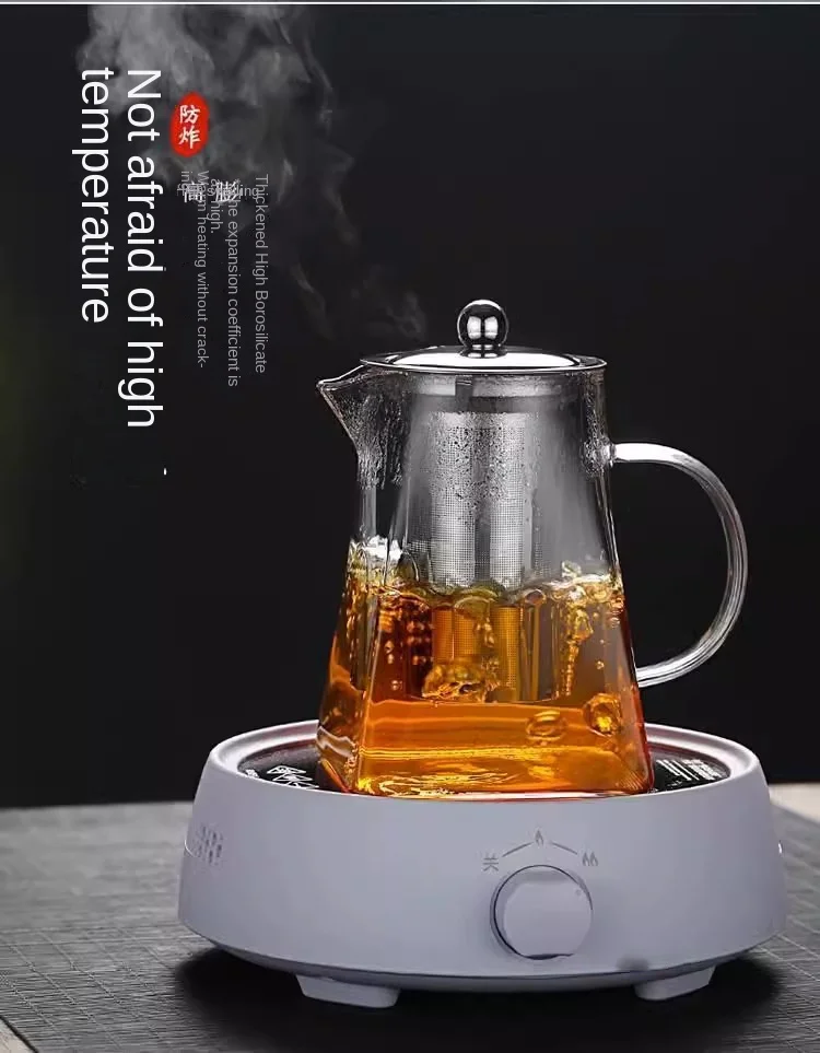 Teapot Glass Household Teapot Stainless Steel Filter Tea Divider Tool Kungfu Tea Set Tianyuan Place Teapot High Borosilicate