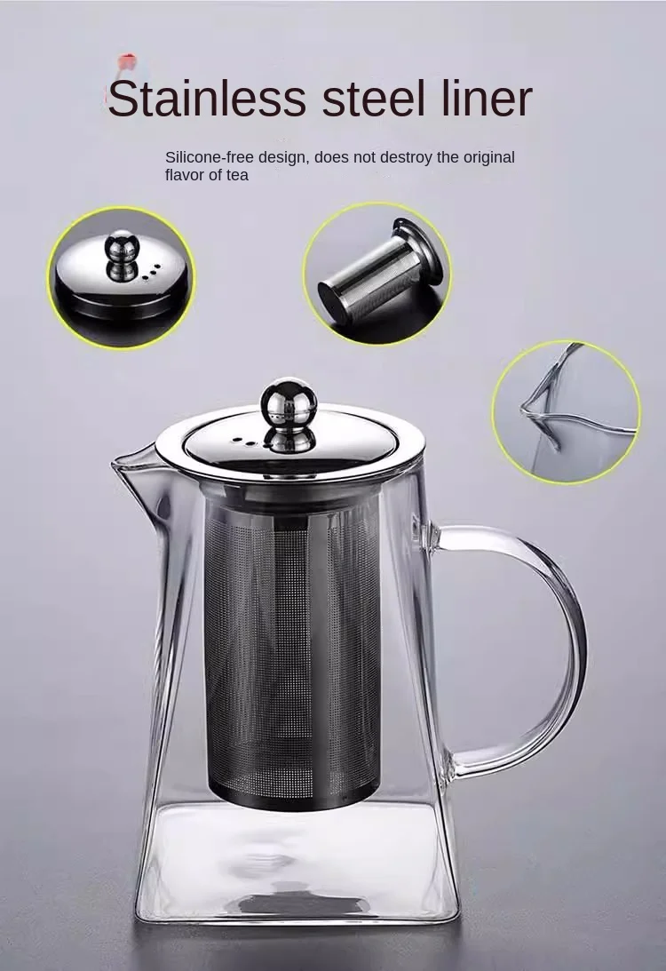 Teapot Glass Household Teapot Stainless Steel Filter Tea Divider Tool Kungfu Tea Set Tianyuan Place Teapot High Borosilicate
