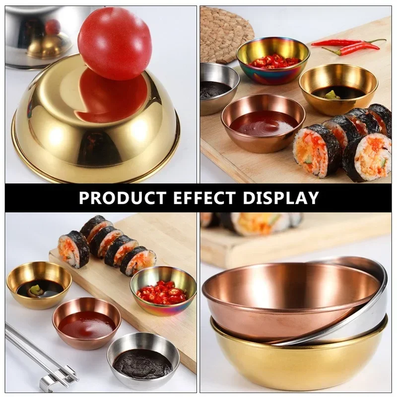 4pcs/6pcs Stainless Steel Small Sauce Dishes Seasoning Serving Tray Spice Plates Set Soy Sauce Dish Specialty Tableware