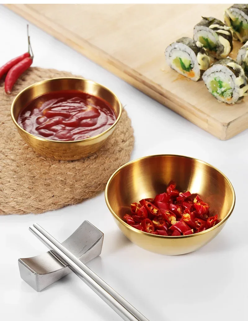 4pcs/6pcs Stainless Steel Small Sauce Dishes Seasoning Serving Tray Spice Plates Set Soy Sauce Dish Specialty Tableware