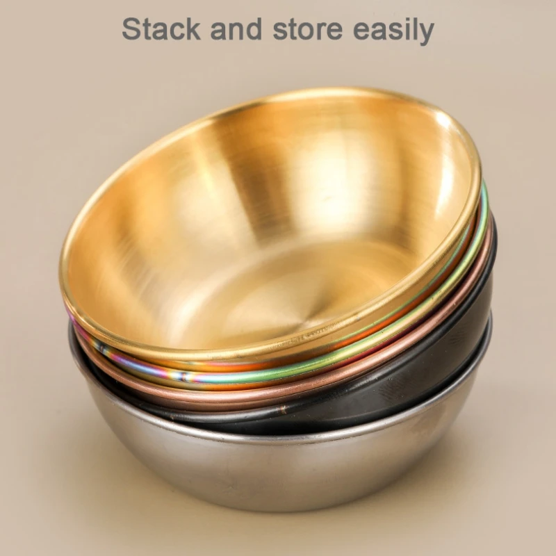 Stainless Steel Sauce Dish Seasoning Dish Hot Pot Dipping Bowl Small Food Sauce Cup Sushi Vinegar Soy Saucer Appetizer Tray