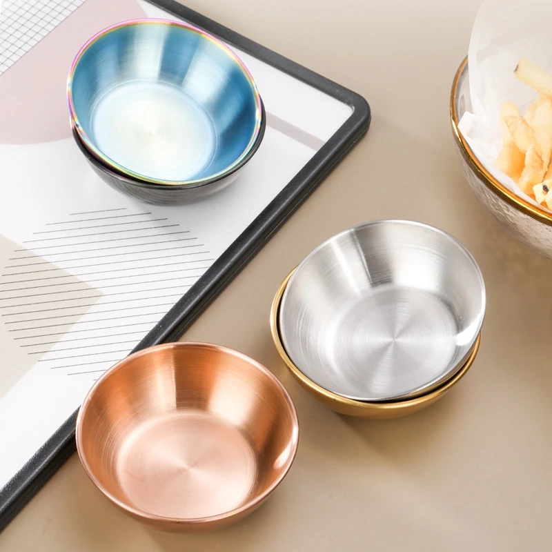 Stainless Steel Sauce Dish Seasoning Dish Hot Pot Dipping Bowl Small Food Sauce Cup Sushi Vinegar Soy Saucer Appetizer Tray