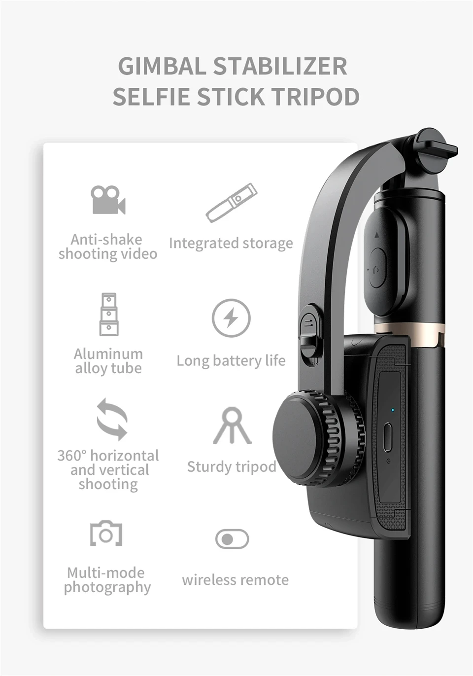 FANGTUOSI Mobile Video stabilizer Bluetooth selfie stick tripod Gimbal Stabilizer For Smartphone Live vertical shooting bracket