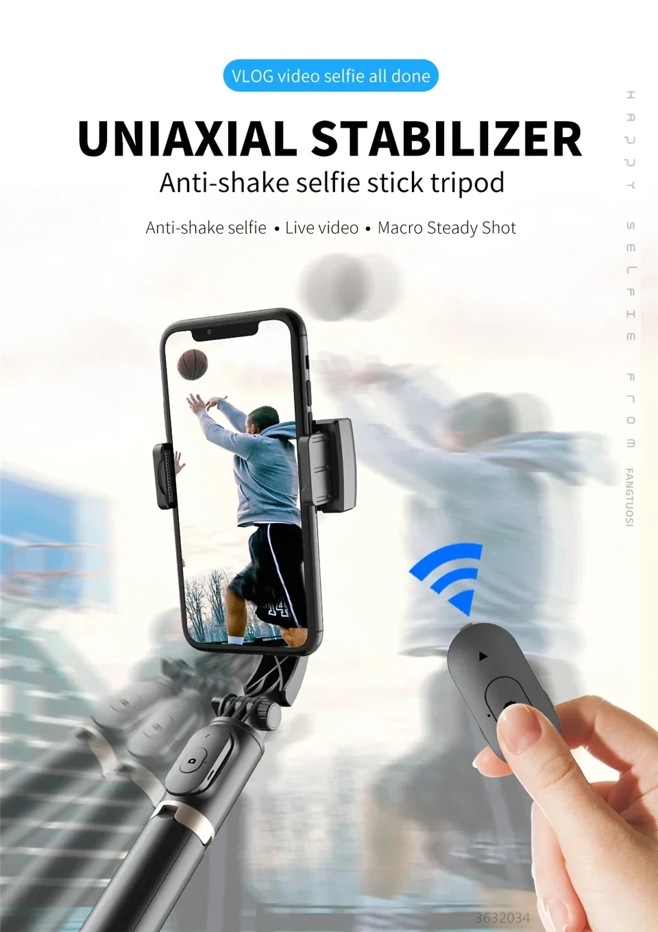 FANGTUOSI Mobile Video stabilizer Bluetooth selfie stick tripod Gimbal Stabilizer For Smartphone Live vertical shooting bracket