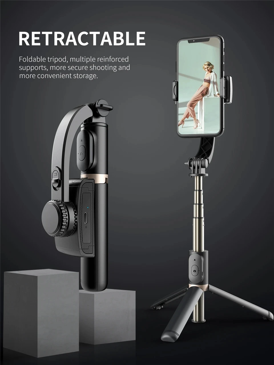 FANGTUOSI Mobile Video stabilizer Bluetooth selfie stick tripod Gimbal Stabilizer For Smartphone Live vertical shooting bracket