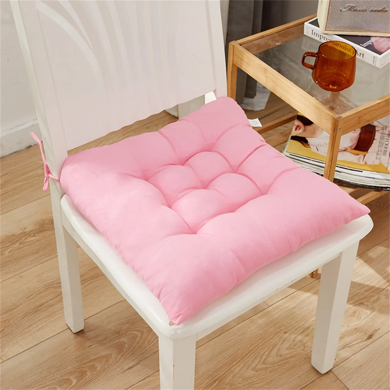 40cm Chair Cushion Solid Color Anti Skid Breathable Bright Color Seat Pillow Dining Chair Cushion Creative Sofa Fabric Cushion