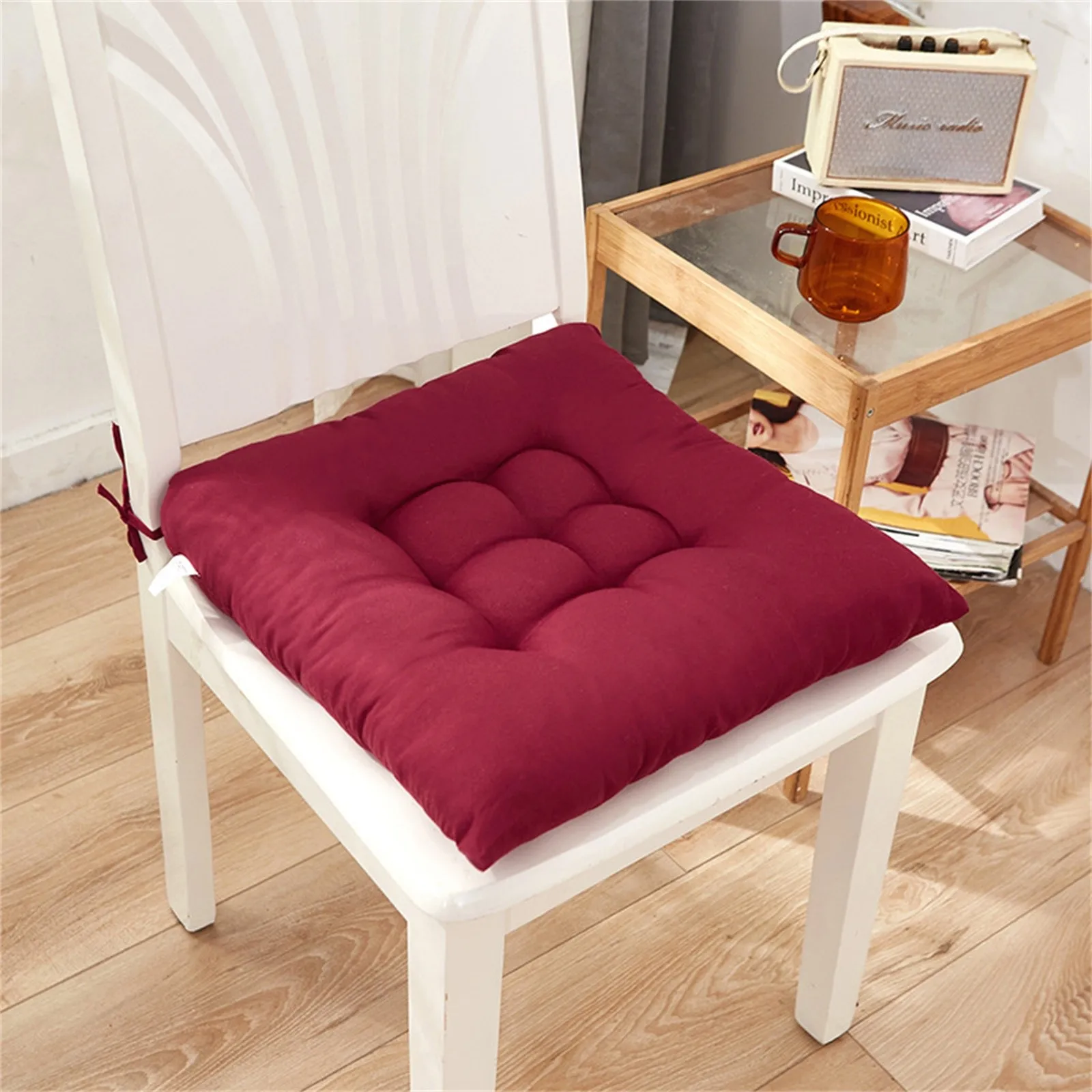 40cm Chair Cushion Solid Color Anti Skid Breathable Bright Color Seat Pillow Dining Chair Cushion Creative Sofa Fabric Cushion