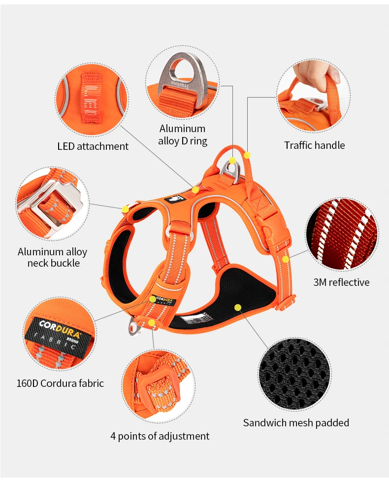 TRUE LOVE Pet Harness No Pull Nylon Reflective Dog Harness Adjustable Comfortable Control Step-in Brilliant Truelove TLH5654