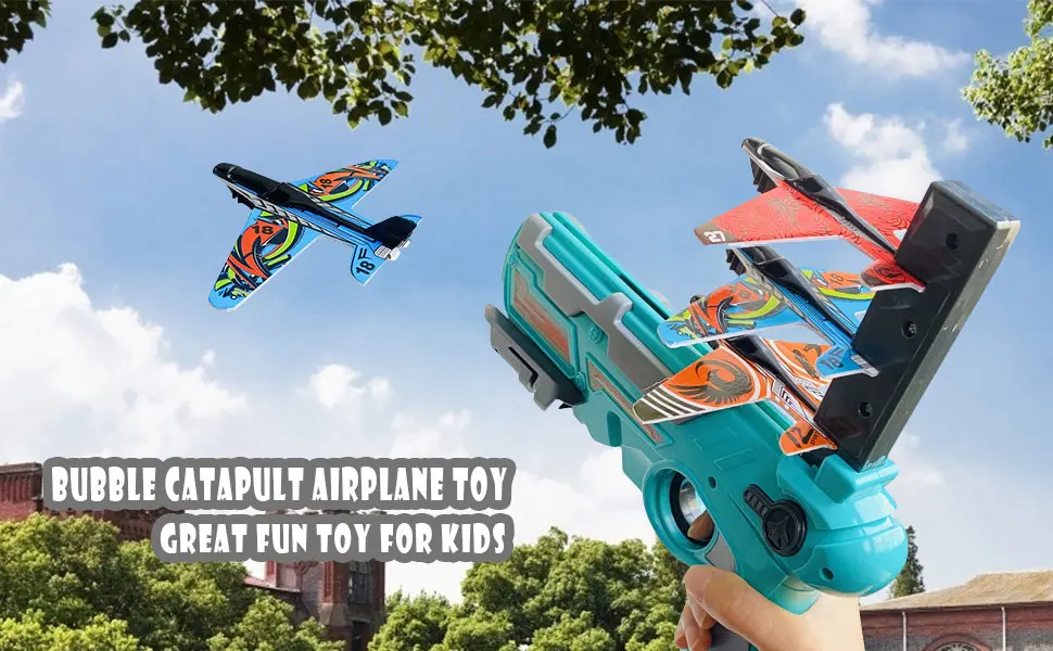 Airplane Launcher Toy Children Throwing Foam Plane Flight Mode Catapult Plane for Kids Boys Outdoor Sport Flying Toys Gifts