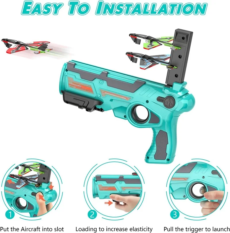 Airplane Launcher Toy Children Throwing Foam Plane Flight Mode Catapult Plane for Kids Boys Outdoor Sport Flying Toys Gifts