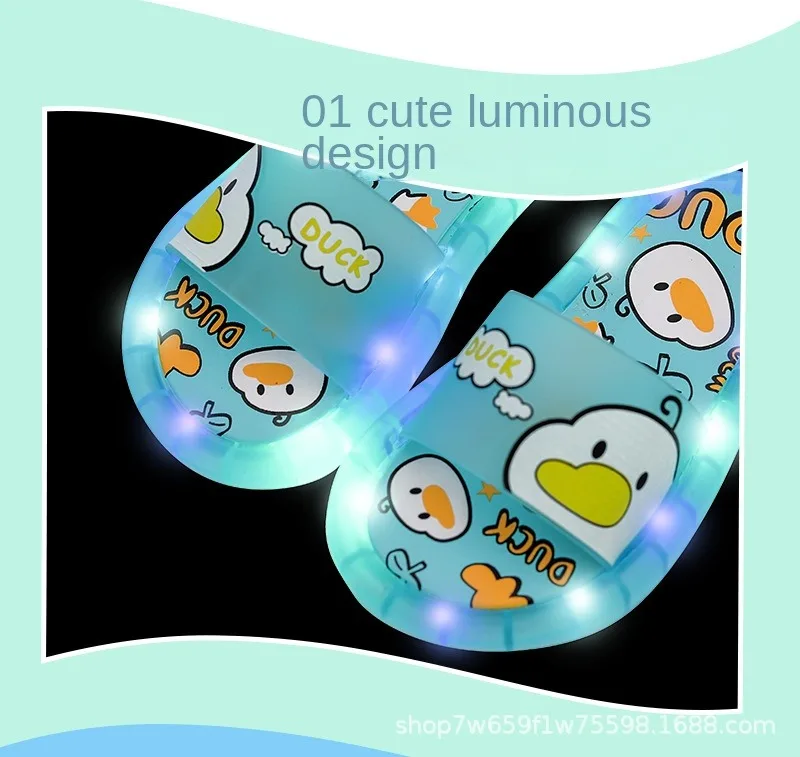 New Cute Luminous Kids Slippers Crystal Shoes Sparkling Lights Boys Girls Will Cartoon Glowing Cute Baby Cool Indoor Outdoor