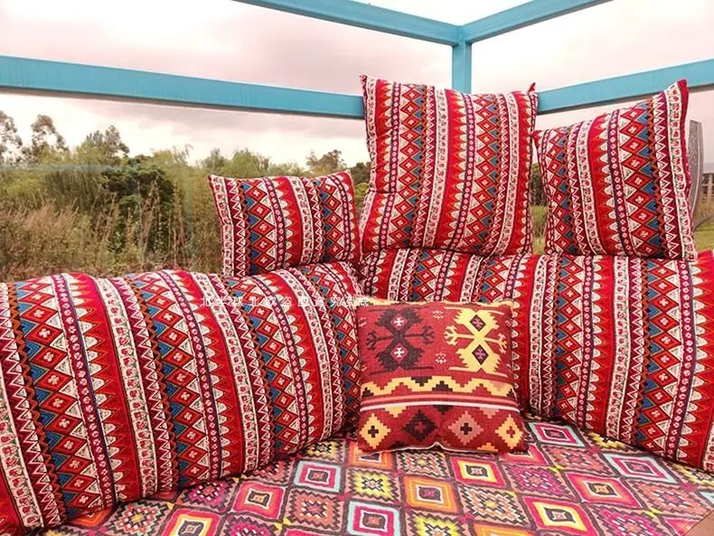Bohemian Ethnic Pillowcase Türkiye Cotton Linen Pillows Case Decor Home Garden Chair Pillow Cover for Sofa Bed Living Room 45x45