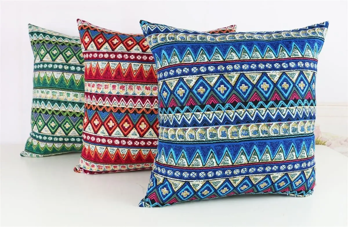 Bohemian Ethnic Pillowcase Türkiye Cotton Linen Pillows Case Decor Home Garden Chair Pillow Cover for Sofa Bed Living Room 45x45