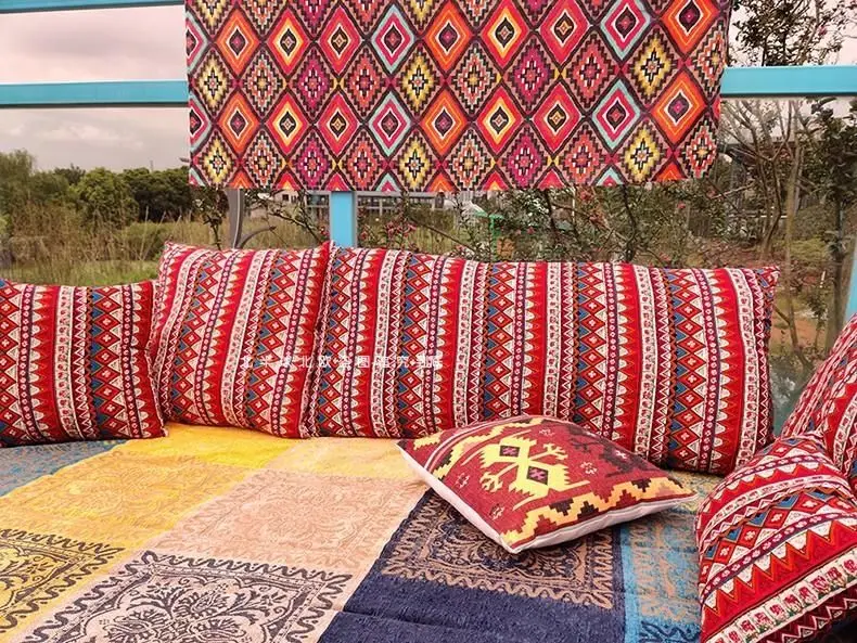 Bohemian Ethnic Pillowcase Türkiye Cotton Linen Pillows Case Decor Home Garden Chair Pillow Cover for Sofa Bed Living Room 45x45
