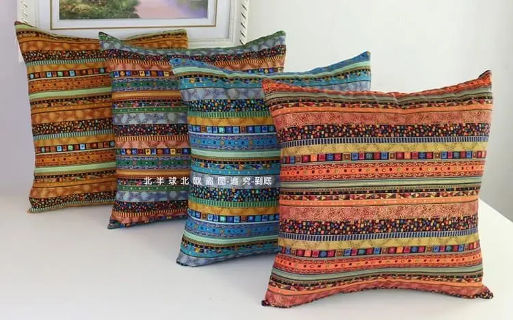 Bohemian Ethnic Pillowcase Türkiye Cotton Linen Pillows Case Decor Home Garden Chair Pillow Cover for Sofa Bed Living Room 45x45