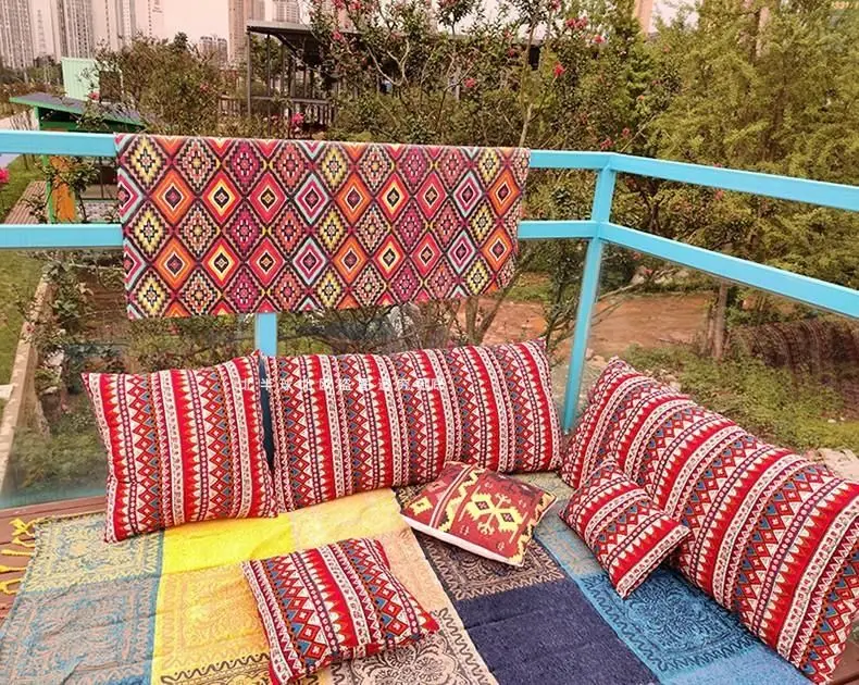 Bohemian Ethnic Pillowcase Türkiye Cotton Linen Pillows Case Decor Home Garden Chair Pillow Cover for Sofa Bed Living Room 45x45