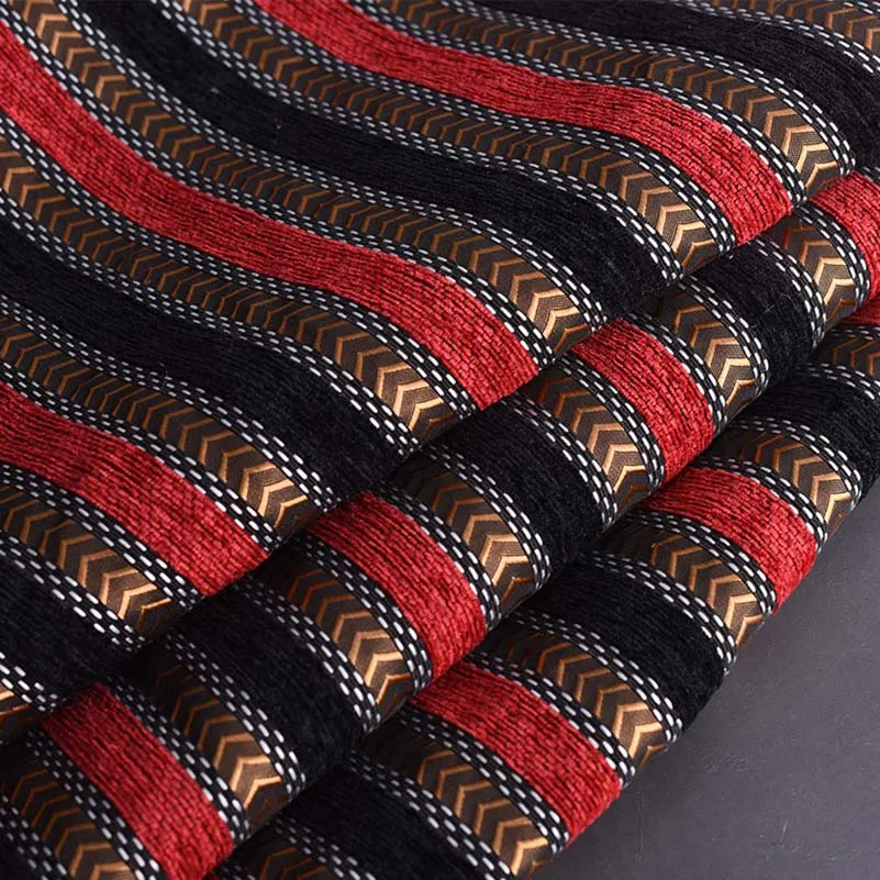 Jacquard Chenille Fabric Upholstery for Furniture Bohemian Stripe Boho Style for Sofa Tablecloth per Half Meter