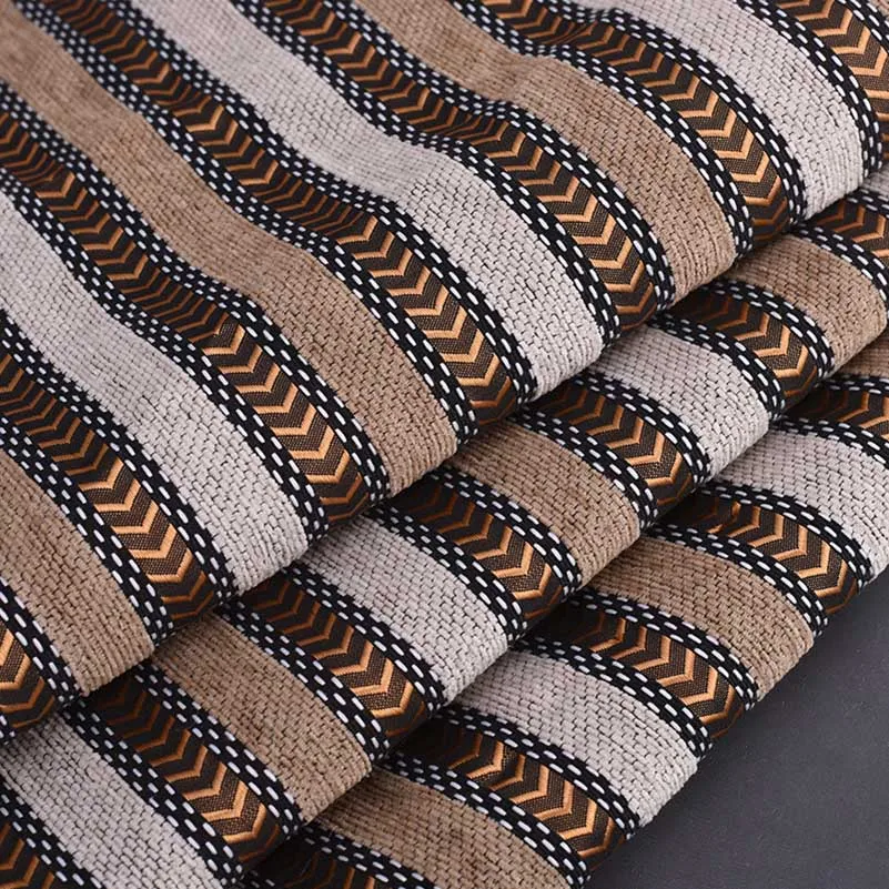 Jacquard Chenille Fabric Upholstery for Furniture Bohemian Stripe Boho Style for Sofa Tablecloth per Half Meter