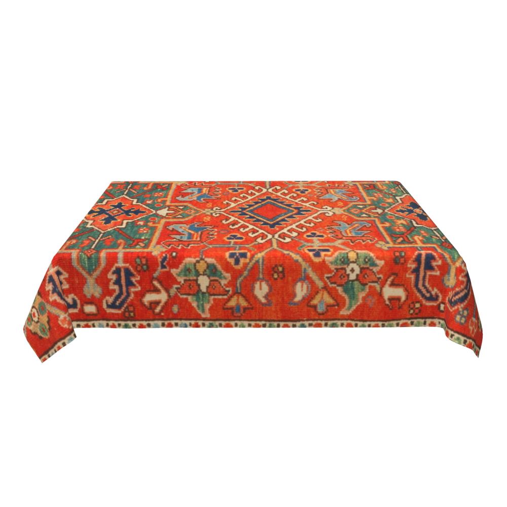 Cal Antique Turkish Kilim Tablecloth Backing Elastic Edge Table Covers Bohemian Ethnic Vintage Persian Carpet Tribal Table Cloth