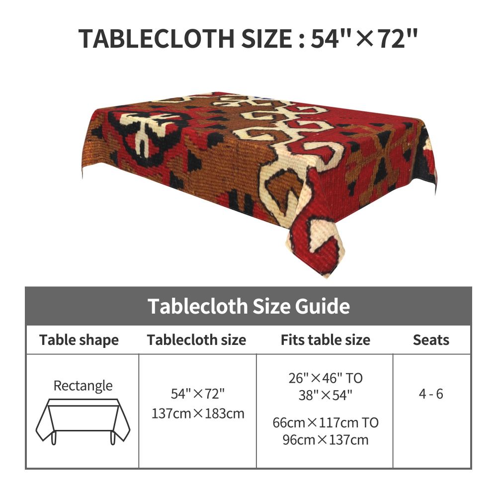 Cal Antique Turkish Kilim Tablecloth Backing Elastic Edge Table Covers Bohemian Ethnic Vintage Persian Carpet Tribal Table Cloth