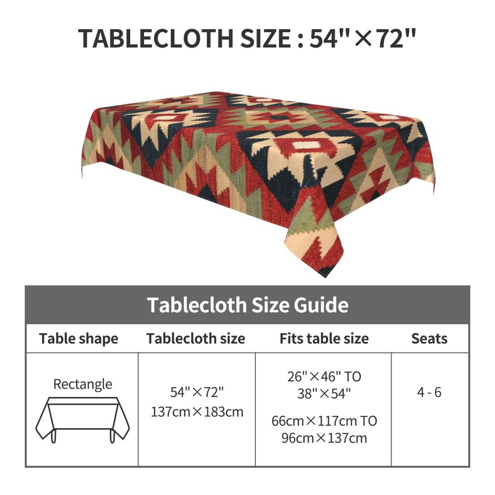 Cal Antique Turkish Kilim Tablecloth Backing Elastic Edge Table Covers Bohemian Ethnic Vintage Persian Carpet Tribal Table Cloth