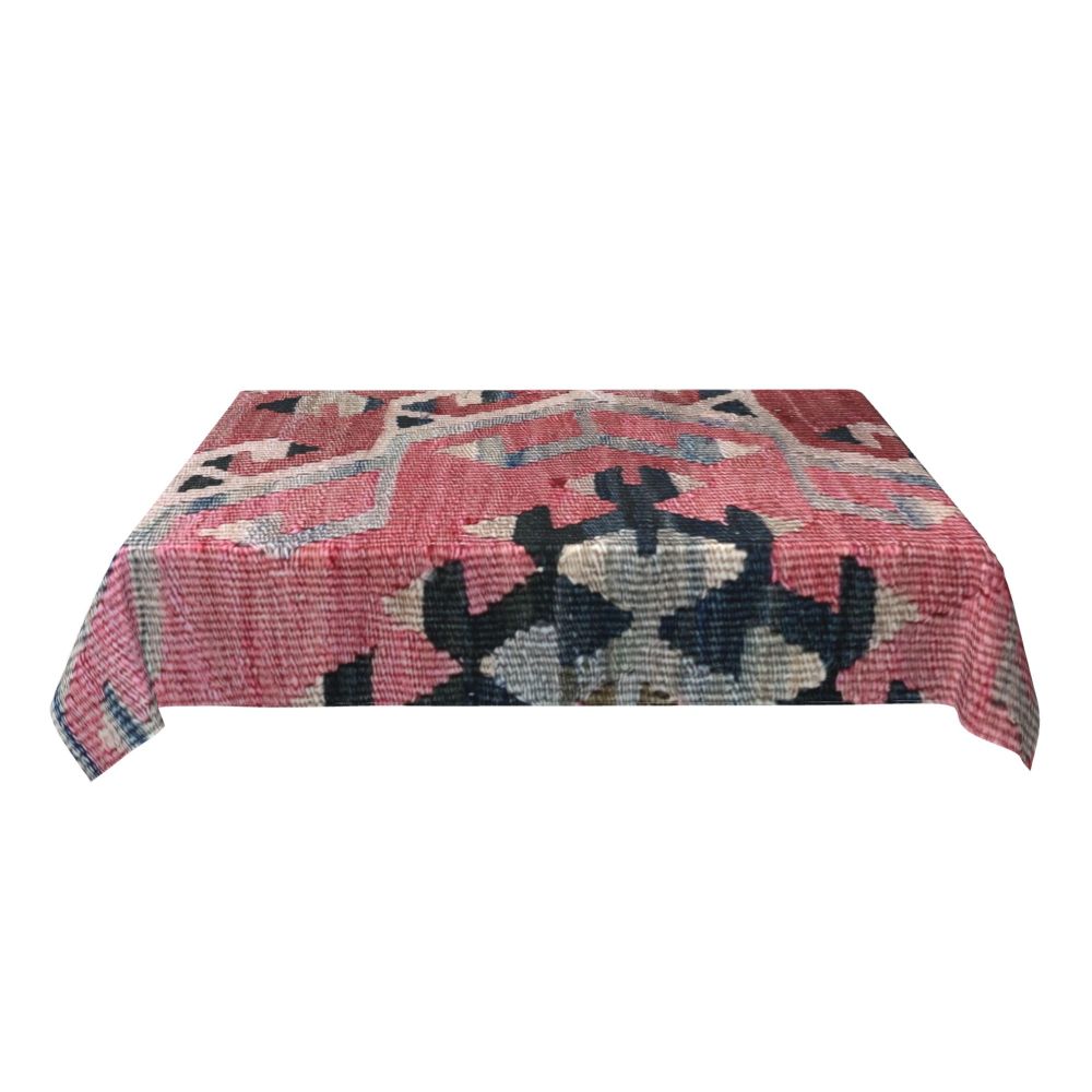Cal Antique Turkish Kilim Tablecloth Backing Elastic Edge Table Covers Bohemian Ethnic Vintage Persian Carpet Tribal Table Cloth