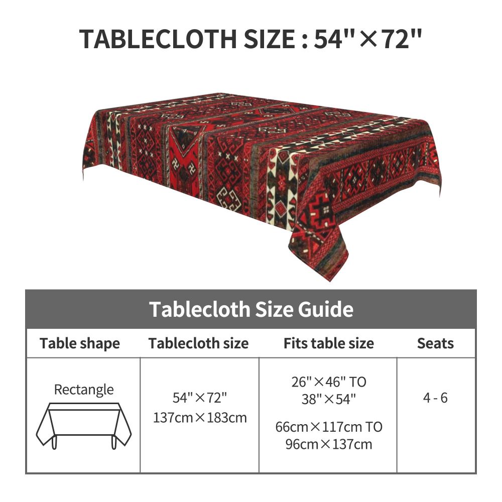 Cal Antique Turkish Kilim Tablecloth Backing Elastic Edge Table Covers Bohemian Ethnic Vintage Persian Carpet Tribal Table Cloth