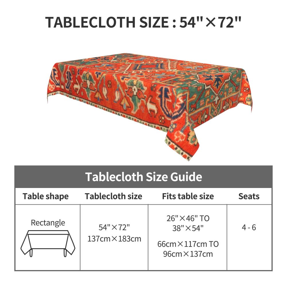 Cal Antique Turkish Kilim Tablecloth Backing Elastic Edge Table Covers Bohemian Ethnic Vintage Persian Carpet Tribal Table Cloth