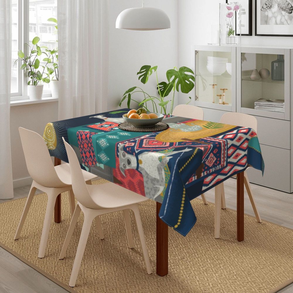 Cal Antique Turkish Kilim Tablecloth Backing Elastic Edge Table Covers Bohemian Ethnic Vintage Persian Carpet Tribal Table Cloth