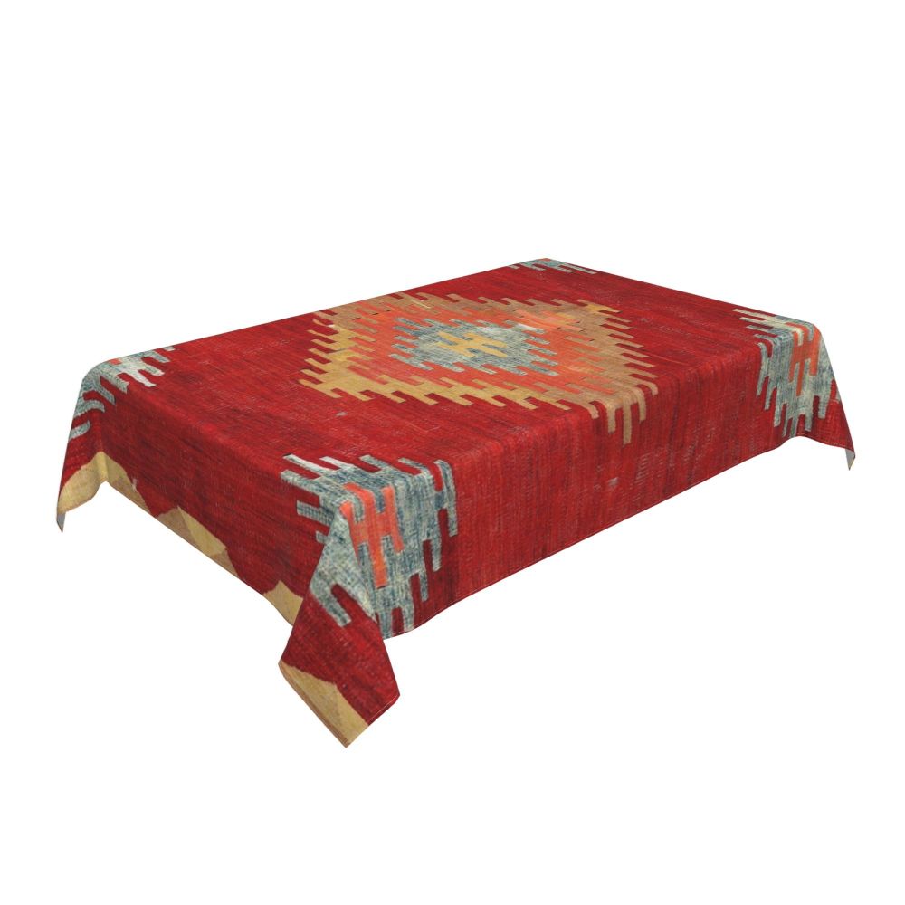 Cal Antique Turkish Kilim Tablecloth Backing Elastic Edge Table Covers Bohemian Ethnic Vintage Persian Carpet Tribal Table Cloth
