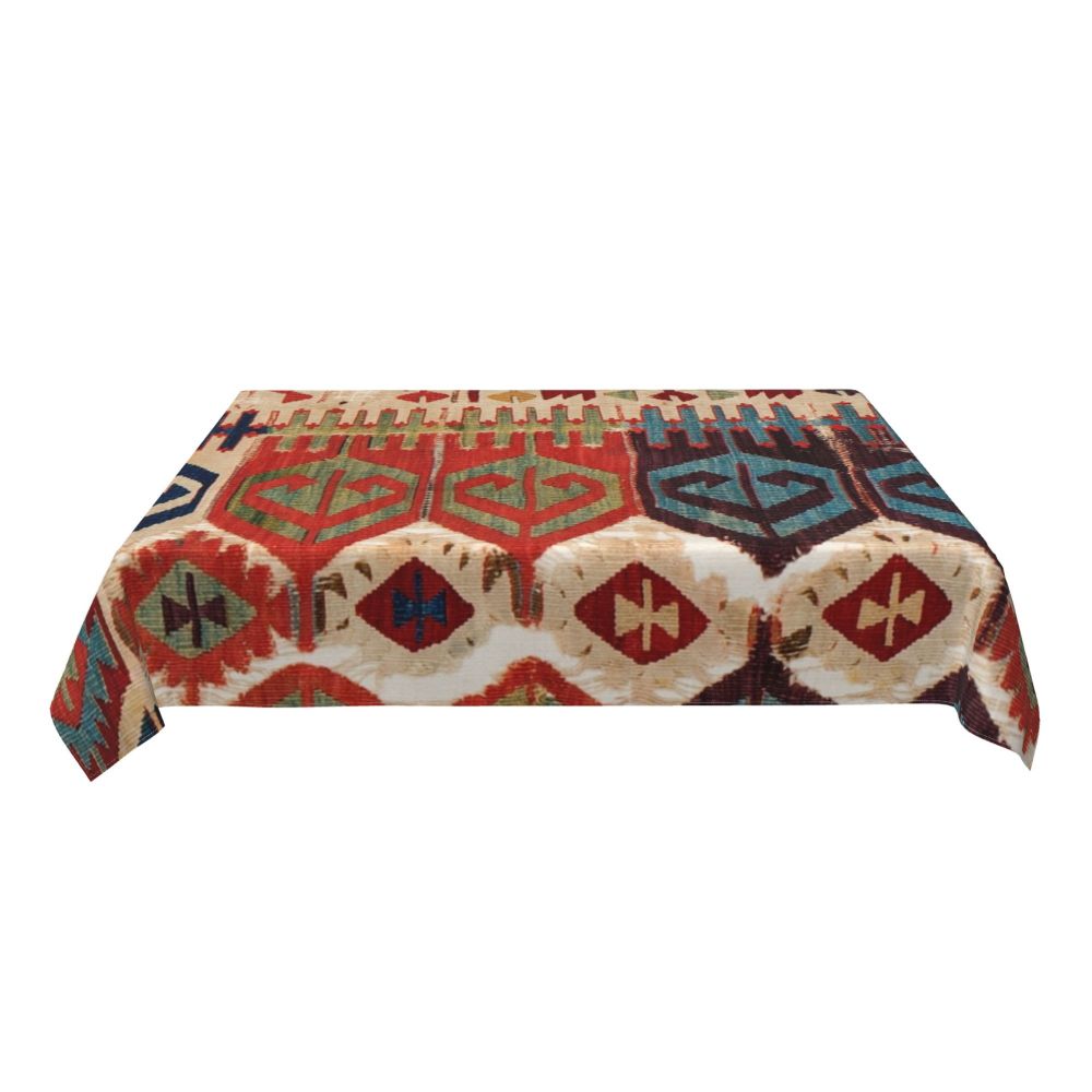 Cal Antique Turkish Kilim Tablecloth Backing Elastic Edge Table Covers Bohemian Ethnic Vintage Persian Carpet Tribal Table Cloth